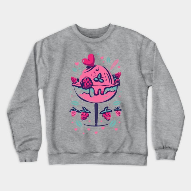 Raspberry Sorbet Love Crewneck Sweatshirt by KifLeeDesigns